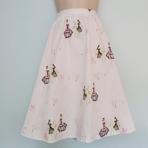 Sandra Flirty White Printed Full Skirt -Sz 6